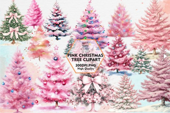 Pink Christmas Tree Clipart PNG – 16 High-Quality Designs for Pink Christmas Tree Aesthetic