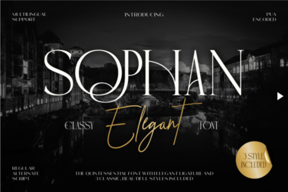 Sophan Elegant Font – Luxurious Multi-Style Serif from the Elegant Fonts Collection